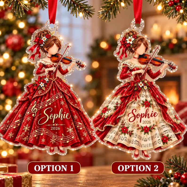 Personalized Violin Player Christmas Acrylic Ornament: Custom Name Red Dress Musician Keepsake 21b48446-2a4b-422f-89ba-58a5cda1cddc-hj.webp