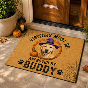 Halloween Visitors Must Be Approved By [Pet Name] – Custom Photo Doormat - Personalized Doormat 21c13963-650b-43fd-a2e2-19615deab975.png