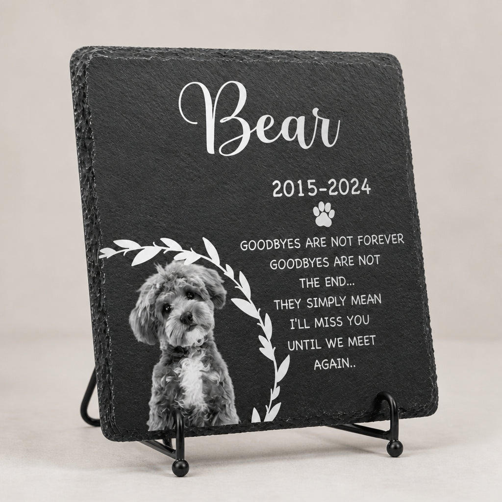 Pet Memorial Slate Stone – Photo, Name & Years – "Goodbyes are not forever" - Personalized Slate Memorial Stone 21d0aa72-9634-4970-9f69-5e838a967984.jpg