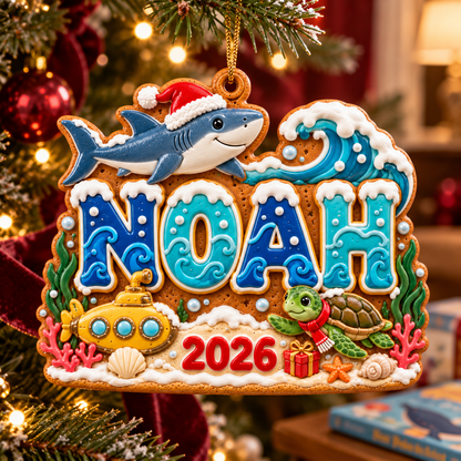Personalized Ocean Christmas Ornament 2026 – Custom Name with Shark, Sea Turtle and Submarine, Holiday Keepsake Gift for Kids and Ocean Lovers 21fb7dca-5815-4c7e-a5b6-8751b49c455d-Noah-s-Ocean-Christmas-Ornament.png
