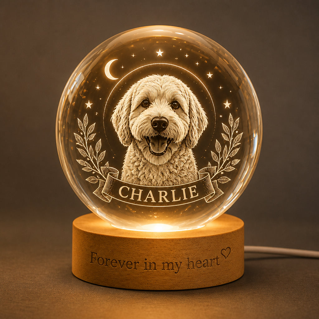 Pet Memorial Crystal Ball Night Light – Photo Engraved with Name, "Forever in my heart" - Personalized Crystal Ball LED Night Light 2207f28a-f240-4893-89f0-bdc457d92fc5.jpg