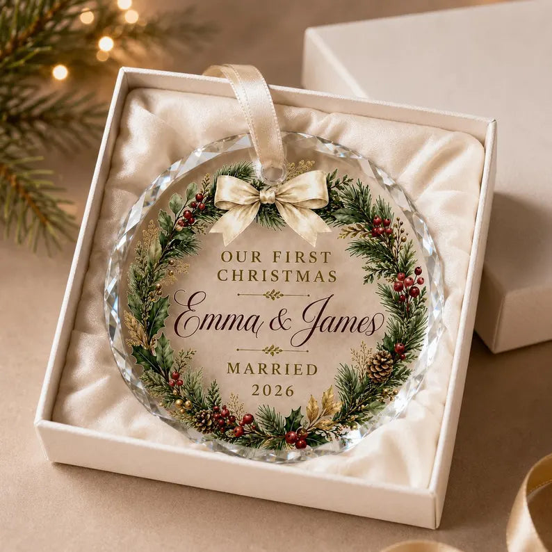First Christmas Married Ornament 2026, Personalized Newlywed Wedding Gift, Custom Couple Keepsake 220bfbce-b7cc-4bdf-8f9f-b3cd9791540a-gf-5-.webp