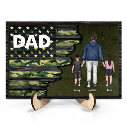 Papa Walking With Kids - Personalized Wooden Plaque - Gift For Dad, Grandpa, Father's Day Gift