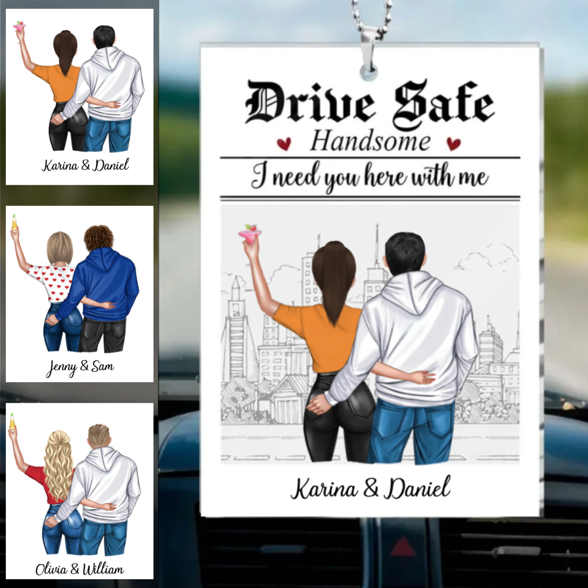 I Need You Here With Me - Personalized Car Ornament - Gift For Boyfriend, Anniversary Gift, Valentine's Gift