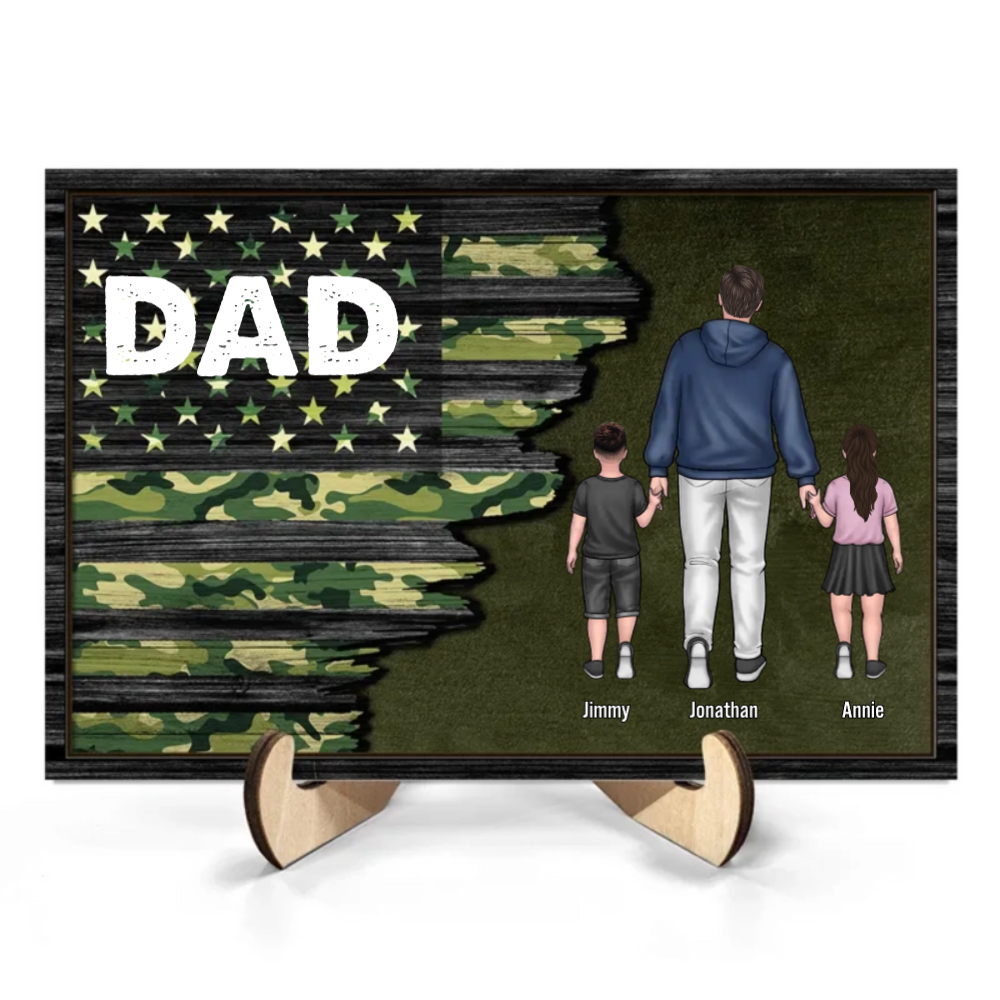 Papa Walking With Kids - Personalized Wooden Plaque - Gift For Dad, Grandpa, Father's Day Gift