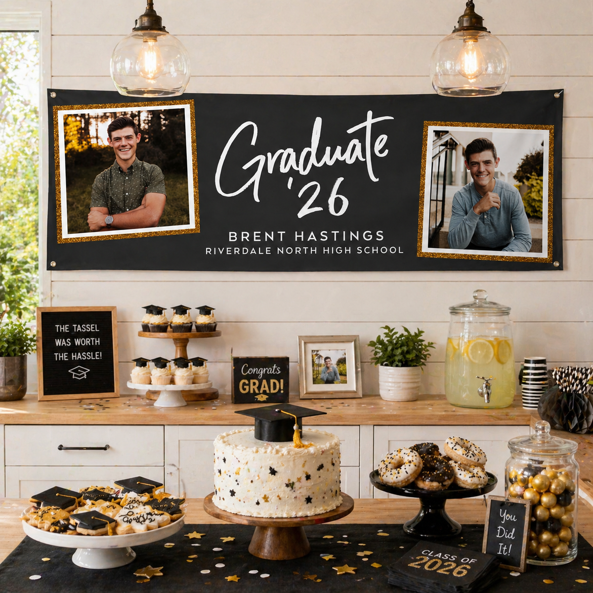 Personalized Graduation Photo Banner, Class of 2026 Party Decor, Graduation Party Decor