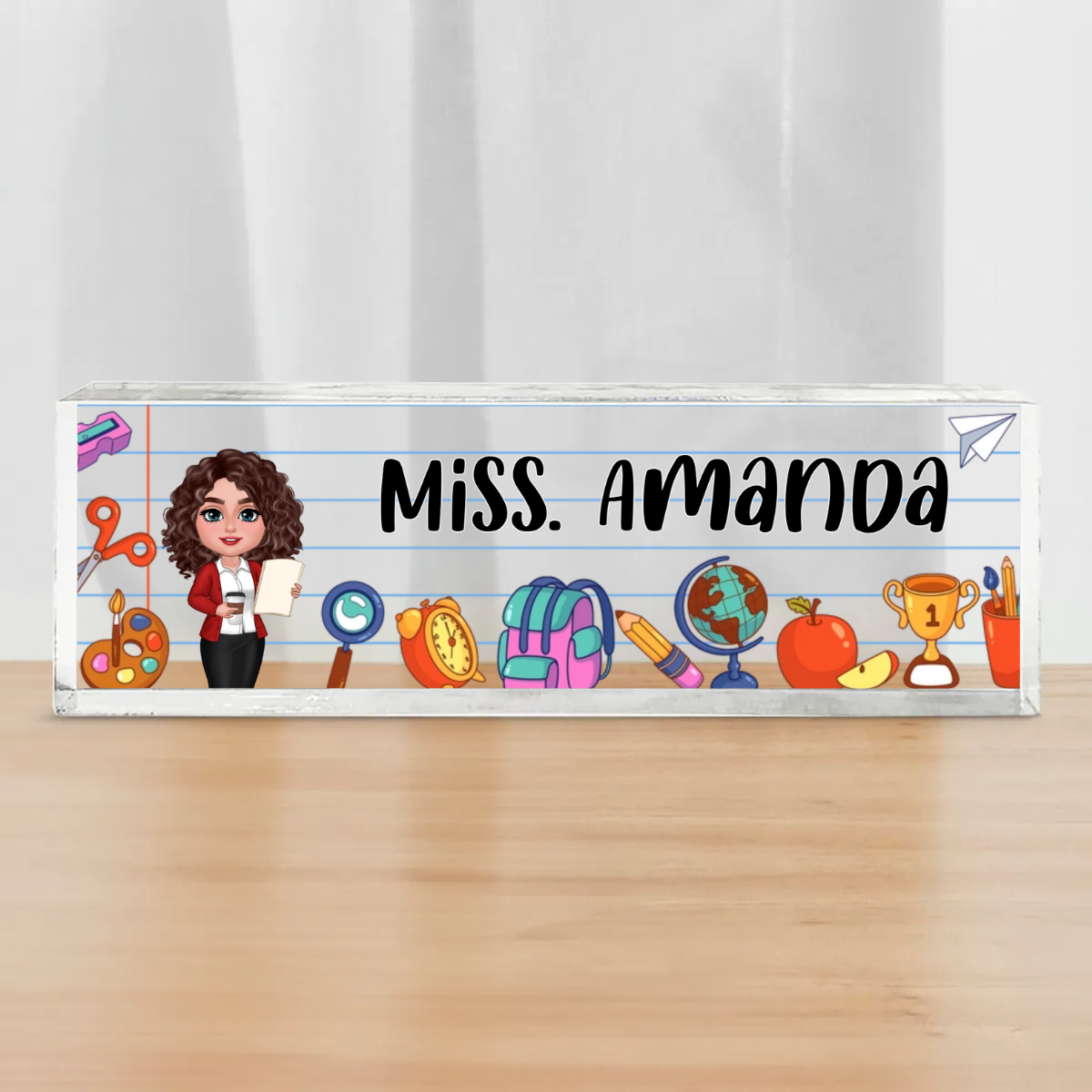 Teacher & School Things - Personalized Acrylic Table Sign - Gift For Teacher, Back To School