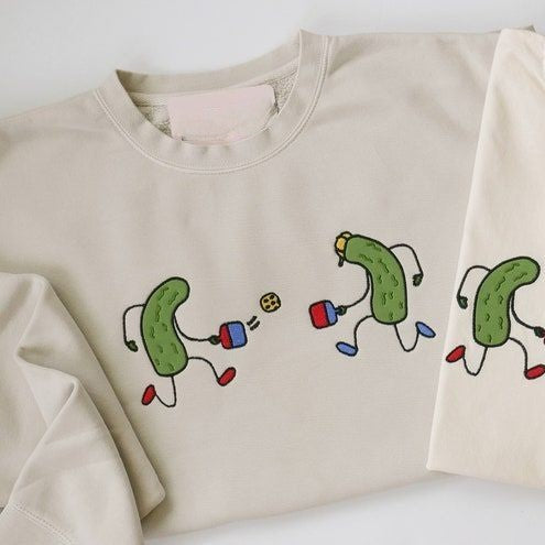 Pickles Playing Pickleball Appliqu Sweatshirt