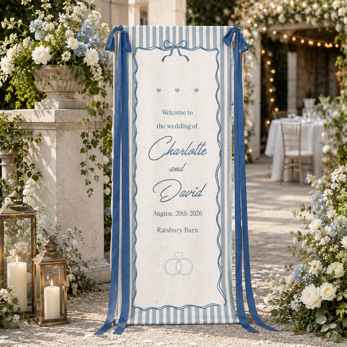 Welcome To The Wedding Of Wedding Sign Striped Style - Personalized Welcome Sign - Wedding Decoration 2244d095-7f77-46b6-958f-a1744eaabe08-banner-1.png