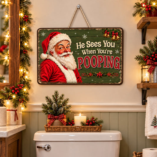 Santa Sees You When You're Pooping - Wood Sign 225b9cb0-61f7-4a6d-ae59-7162f42cf514-MK-review_8c9c2354-0c88-418d-85a4-d176772464fc.jpg