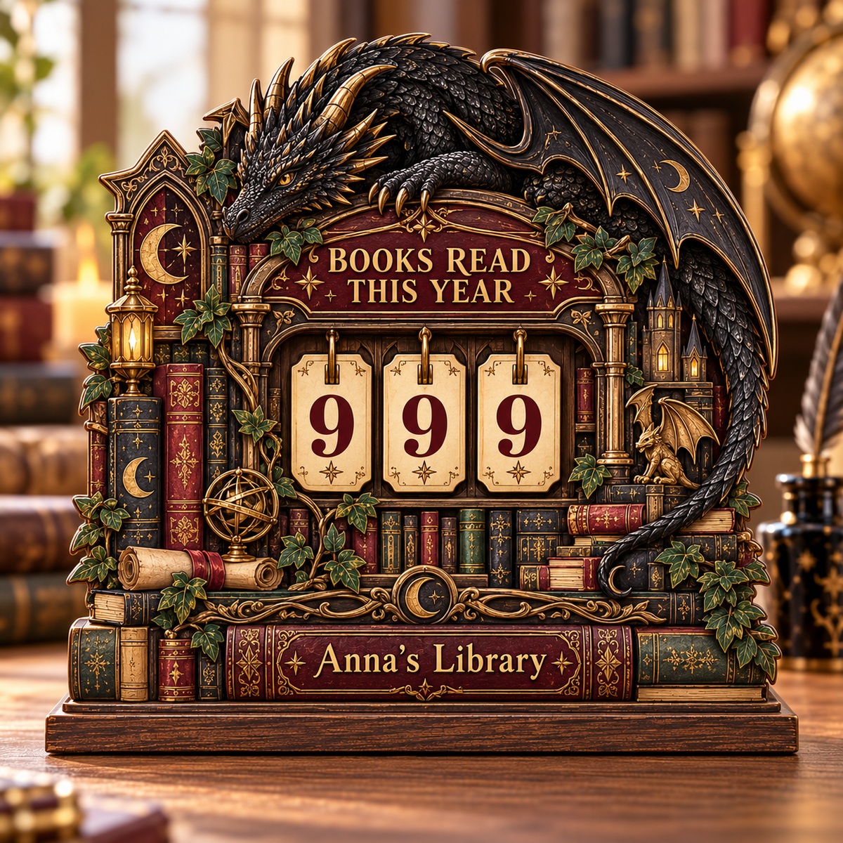 Personalized Wooden Book Tracker – Custom Name & Reading Count, Fantasy Dragon Bookshelf Decor, Book Lover Gift, Reading Challenge Gift for Bookworms 225ff5de-c969-45a5-aa8b-47c7a0c2c502-9e7b0c61-68a1-46c6-8554-25ec0cfae791.png