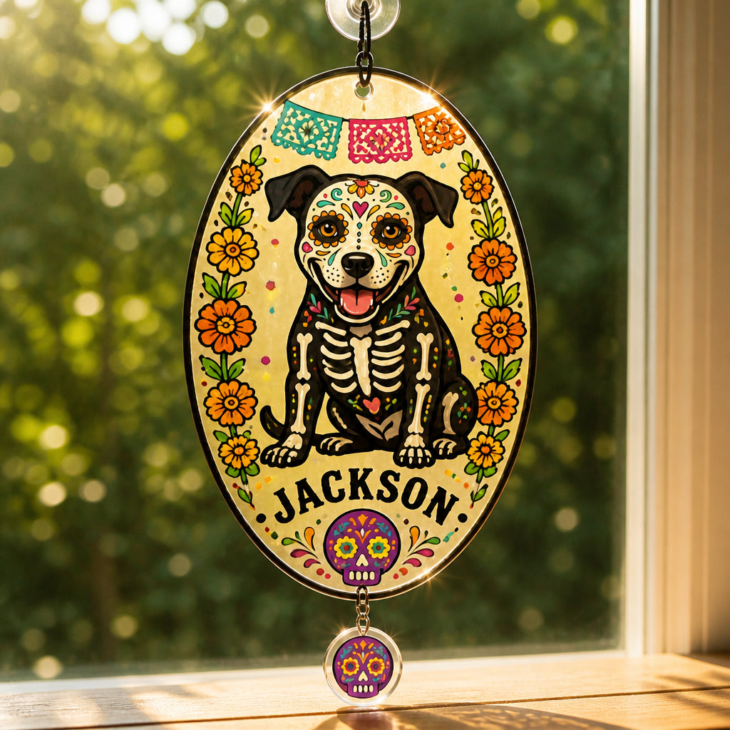 Custom Sugar‑Skull Pet Flameless Candle - Personalized 1 Layered Suncatcher with Charm 22665b12-50c8-41b8-94b7-6c48513ff2f2.jpg