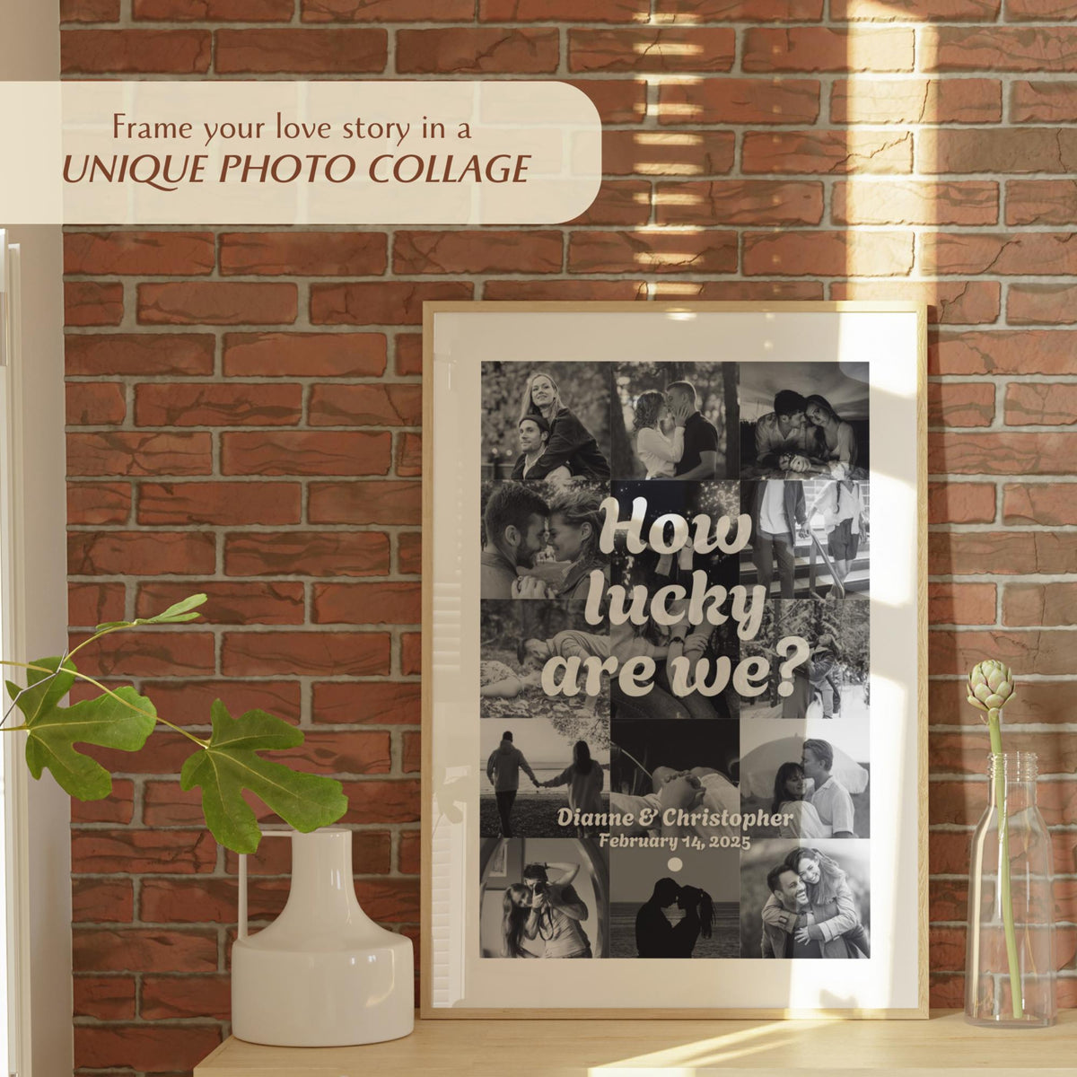 How Lucky We Are Custom Polaroid Photo Collage - Personalized Canvas - Anniversary Gift For Girlfriend, Valentine's Day Gift