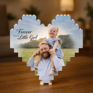 Forever your Little Girl Custom Puzzle Personalized Brick Photo Block Gift for Father s Day, Birthday, Family Keepsake