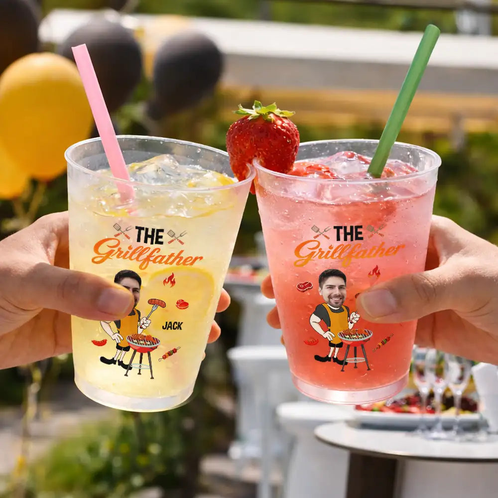 Daddy The Grillmaster - Personalized Plastic Frosted Cup - Gift For Dad, Grandfather, Father's Day Gift