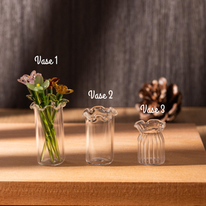 Mini Glass Flower Vase, Handcrafted Floral Figurine, Miniature Flowers Bouquet, Mother's Day Gift