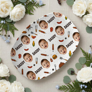 Personalized Photo BBQ Platter: Custom Face Grill Plate for Dad, Funny Daddy Gift, Fathers Day Plate