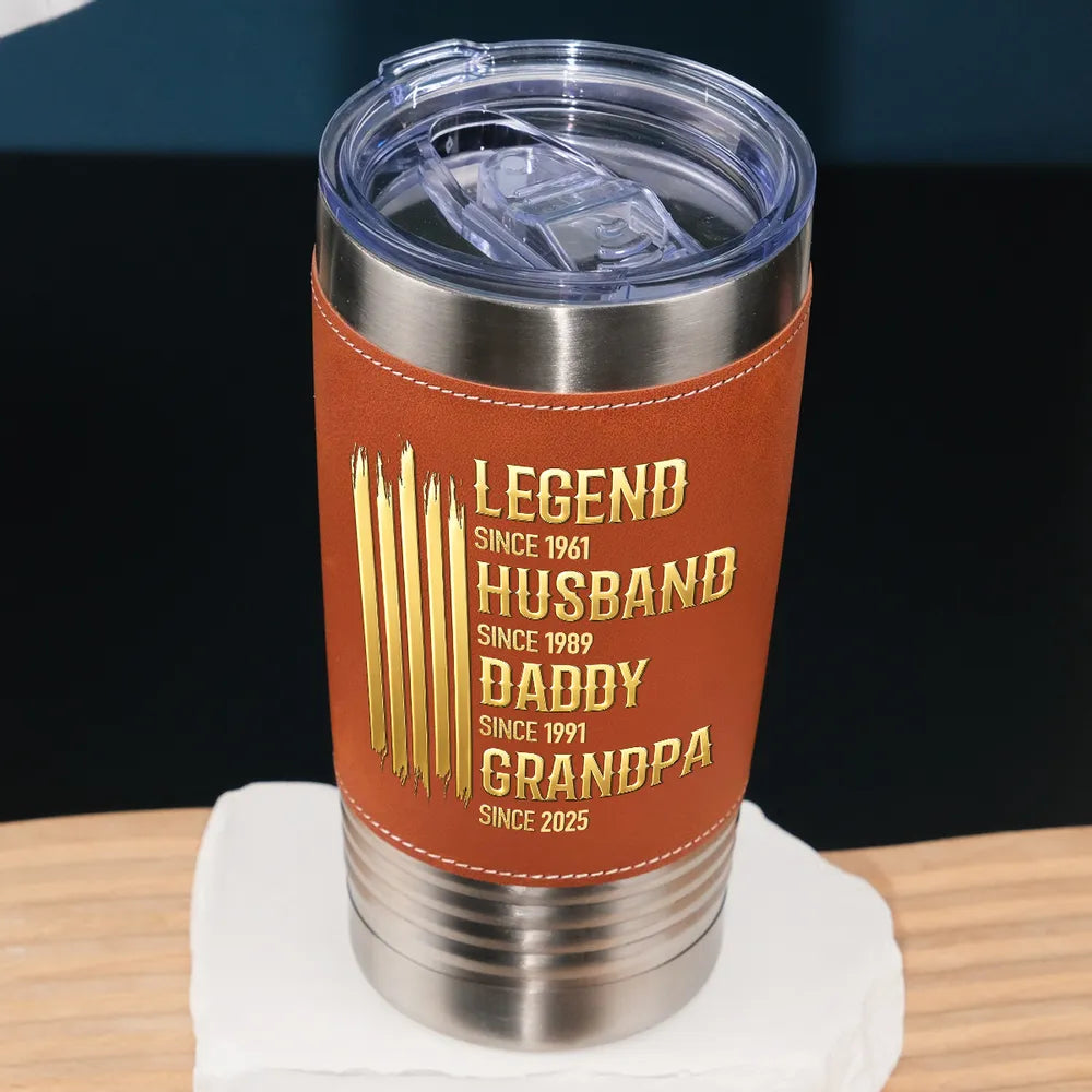The Ultimate Legend - Personalized Leather Tumbler - Gift For Dad Grandpa, Father's Day