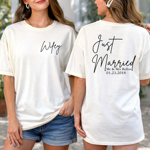Hubby Wifey Just Married - Personalized Shirt - Gift For Couple