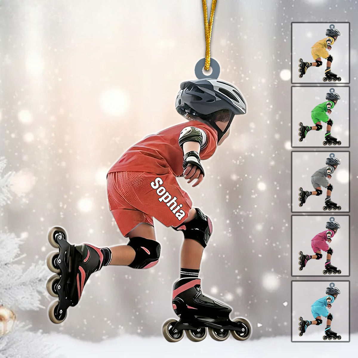 Roller Skating Kid - Personalized Acrylic Ornament - Christmas Gift For Roller Skater, Gift For Kid
