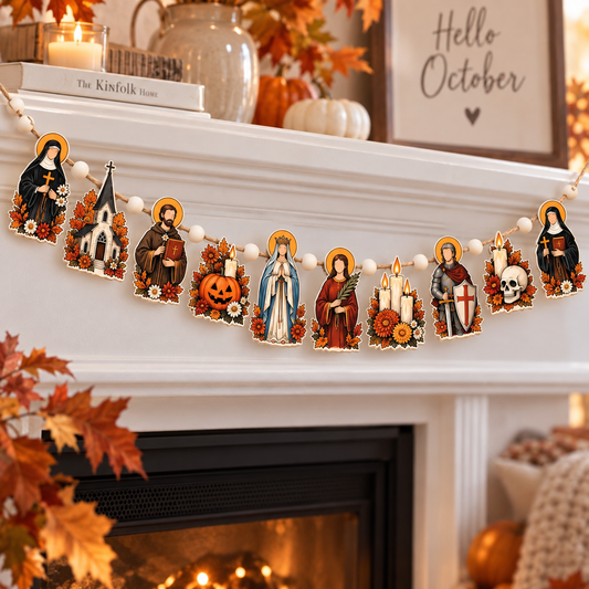 Hallowtide Catholic Wooden Garland, Saint and Autumn Floral Mantel Decor 22c7c69d-83f9-41b1-99c4-4981b0acbe4f-03921477-55e9-4570-9014-8e911cb924bb.png