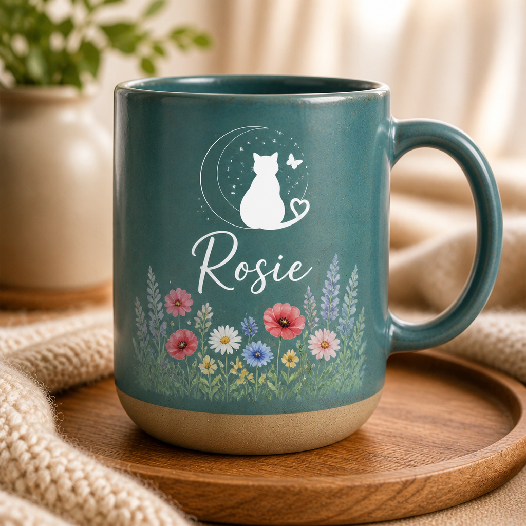 Personalized Cat Line Art Pottery Mug – Name with Wildflower Meadow - Personalized Pottery Mug 22cb2c6c-2a93-4cb3-9c60-f243d3c97725.png