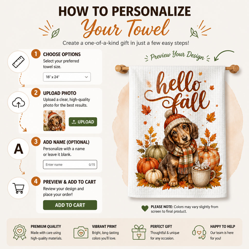 Hello Fall Custom Pet Portrait Kitchen Towel - Personalized Kitchen Towel 22d20970-858d-4713-97e1-30b6dc680ba9.jpg