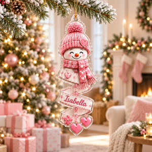 Custom Christmas Snowman Spiral Ornament 2026, Custom Name Snowman Acrylic Ornament, Christmas Tree Decor, Santa Snowman, Christmas Keepsake 22f3ef3c-2d6e-482b-bcef-3c61b13c7f25-pink.png
