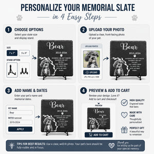 Pet Memorial Slate Stone – Photo, Name & Years – "Goodbyes are not forever" - Personalized Slate Memorial Stone 22faa53a-ded8-4e19-b7ab-5bdec23f0d1f.jpg