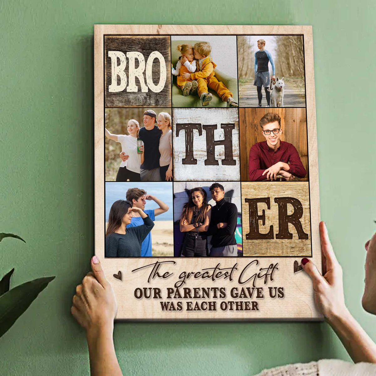 Personalized Brother Photo Collage Canvas, Christmas Photo Gift for Brother, Best Gift for Brothers from Sister