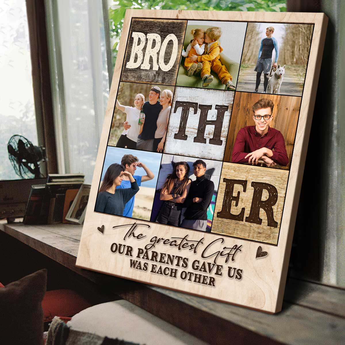 Personalized Brother Photo Collage Canvas, Christmas Photo Gift for Brother, Best Gift for Brothers from Sister