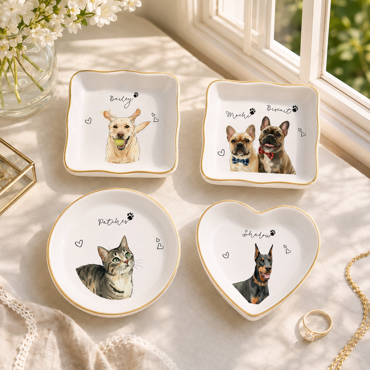 Custom Pet Photo Ring Dish l Personalized Watercolor Dog Portrait Ceramic Trinket Tray 231ea433-00aa-4ab4-929e-c7f9d44e104d-banner-3.png