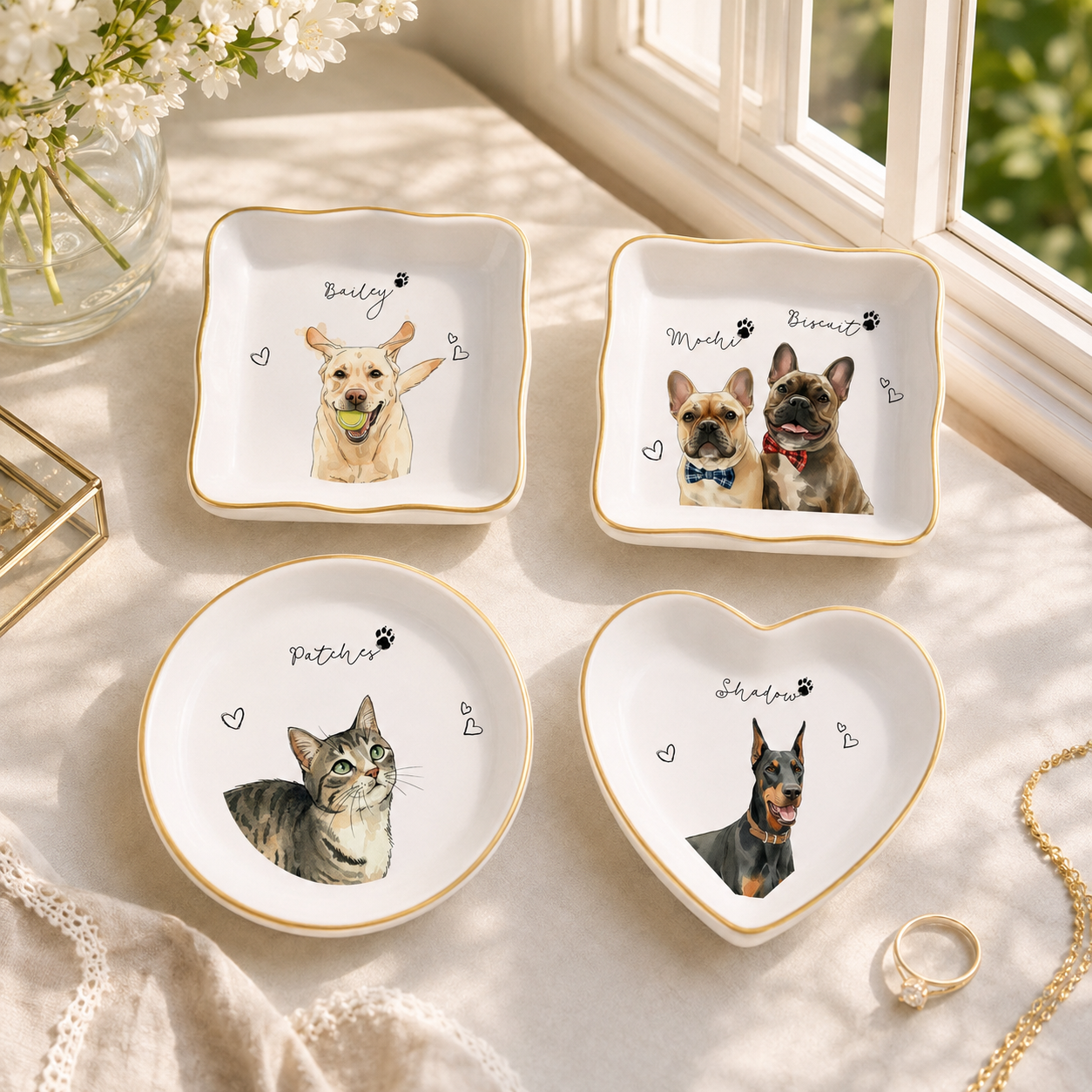 Custom Pet Photo Ring Dish l Personalized Watercolor Dog Portrait Ceramic Trinket Tray 231ea433-00aa-4ab4-929e-c7f9d44e104d-banner-3.png
