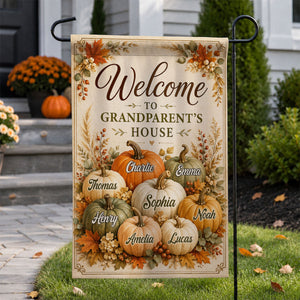 Welcome To Grandparent's House Fall Pumpkin - Personalized Garden Flag - Fall Season Decor Gift, Gift For Grandma, Grandpa 23395729-0cd8-49cf-ac13-32f8d129f1ca-banner-6.jpg