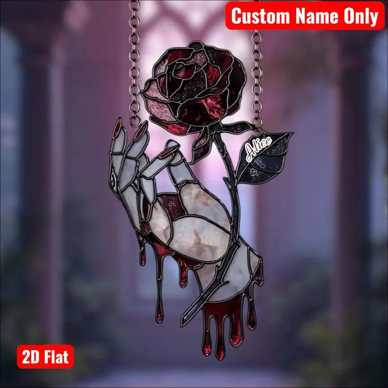 Gothic Bloody Rose Hand Acrylic Suncatcher - Faux Stained Glass Window Hanging, Gothic Vampire Decor, Unique Gift For Dark Romance Lovers 23624a47-3610-4677-8519-be6208627e7a-fghrft-1-.webp