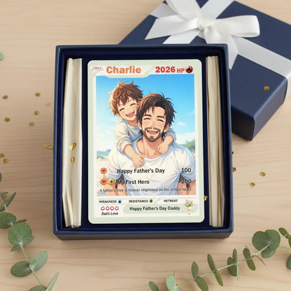Custom Father & Children Trading Card For Dad, Father's Day