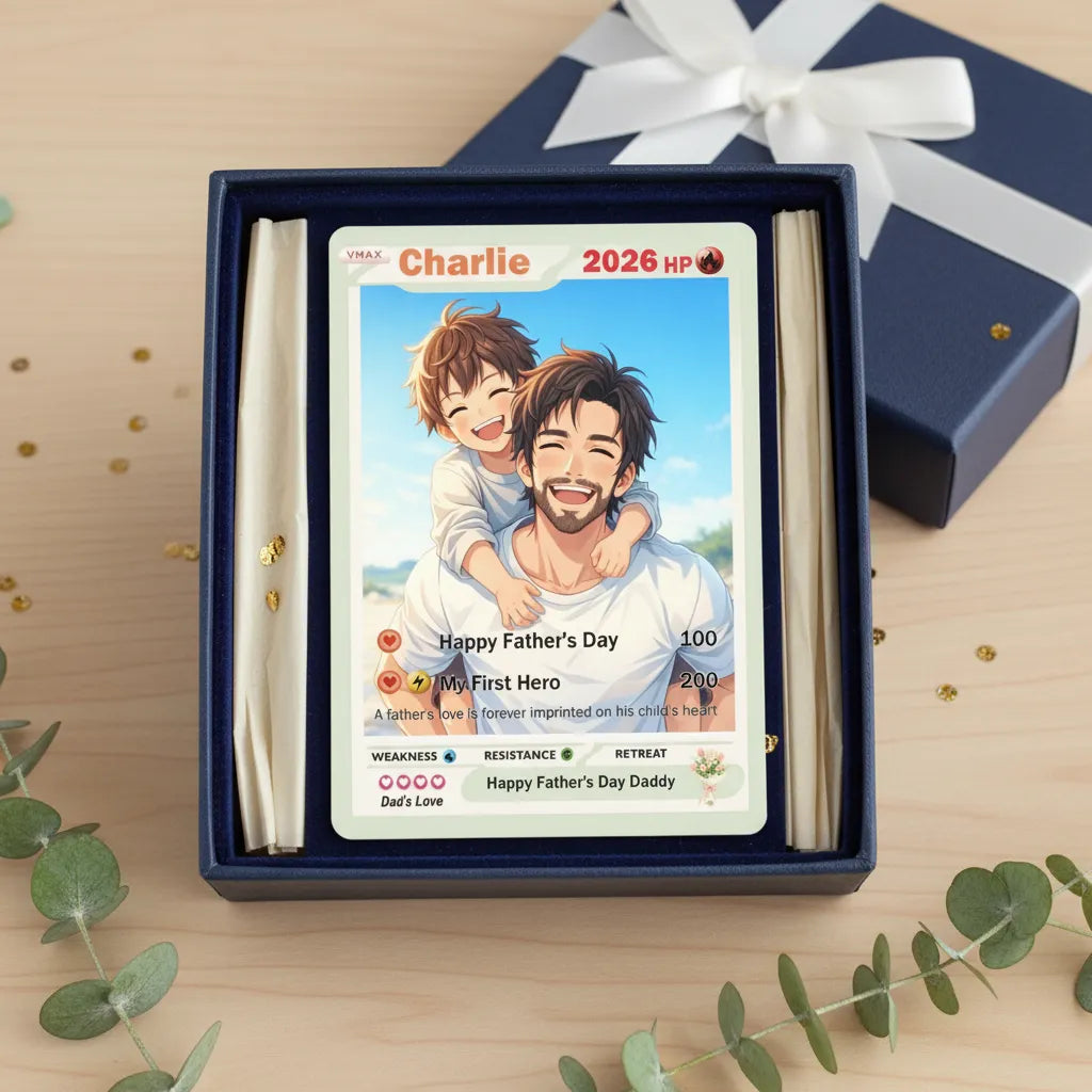 Custom Father & Children Trading Card For Dad, Father's Day