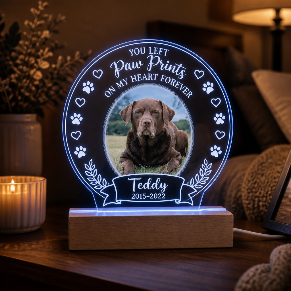 Pet Memorial LED Night Light — You Left Paw Prints — Photo, Name & Dates - Personalized 3D LED Light Wooden Base 23909363-7a16-4998-85c6-5dc8677bb611.jpg