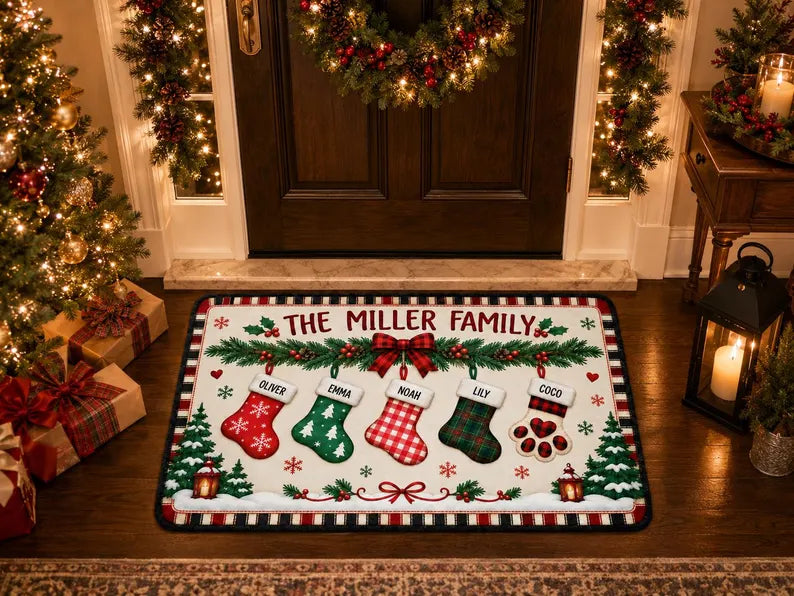 Personalized Christmas Stocking Family Rug, Custom Names Holiday Mat for Grandparents, Christmas Gift for Family, Entryway Decor 23ad6f71-5358-417f-aa1b-14fed129fb6b-ghjgh-3-.webp