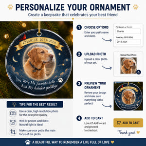 Favorite Hello Hardest Goodbye — Pet Memorial Photo Ornament - Personalized Transparent Acrylic Ornament 23cb17ef-9d48-4831-a954-86519772ffd0.jpg