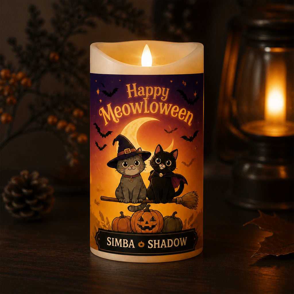 Happy Meowloween Personalized Cat LED Candle - Personalized Custom Led Flameless Candle 23d5e46c-58ce-4530-a6c2-f388a5d2007b.jpg