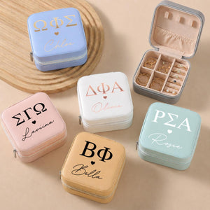 Personalized Sorority Gift, Custom Name Jewelry Box, Leather Travel Jewelry Case, Big Little Reveal Gift, Sorority Sister Gift 23df0c84-6368-49e7-9310-8a64db21136e-3.jpg
