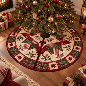 Christmas Tree Skirt, Quilted Patchwork Tree Skirt, Farmhouse Christmas Tree Decor, Red Green Holiday Tree Skirt, Rustic Xmas Decoration 23f82de1-292c-430f-94d3-df62574ff926-fgtfg-2-.webp