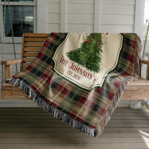 Personalized Christmas Woven Blanket, Custom Family Name Throw, Christmas Tree Blanket, Plaid Holiday Decor, Housewarming Gift, EST Year 240ae9b5-8a42-4c7a-8fbc-0989766aff2d-DSDS-5-.webp