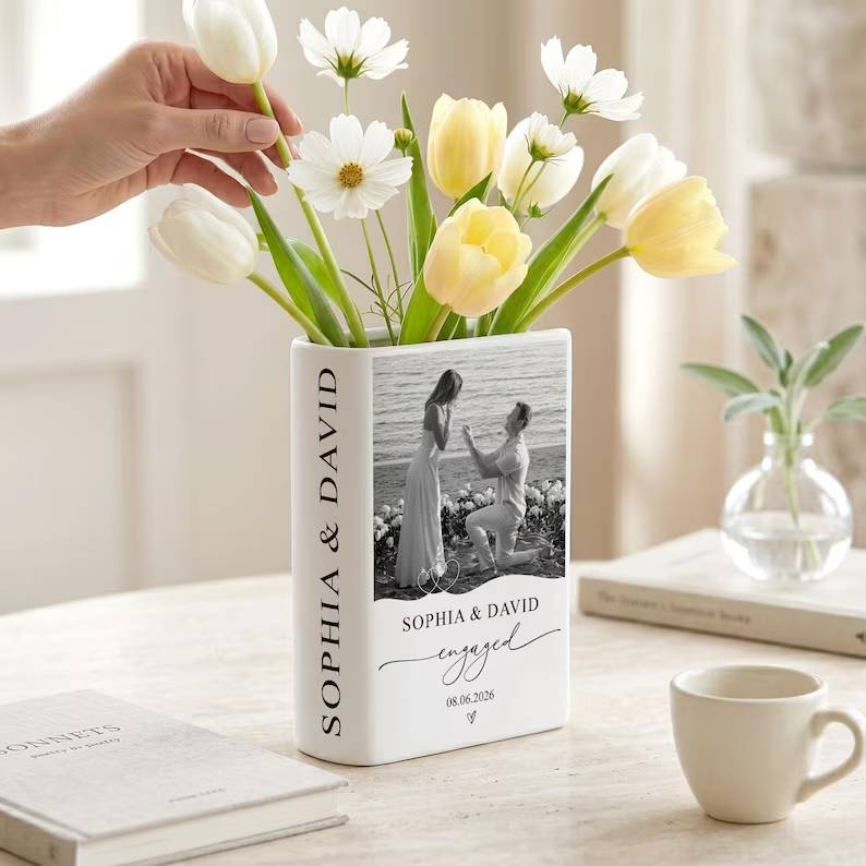 Personalized Photo Engagement Gift, Custom Engaged Ceramic Book Vase, New Engaged Couple Gift, Photo Wedding Engagement Gifts For Couple 241245d0-1cd2-41e7-b2fa-8dfc793e4883-hghghg-1-.jpg