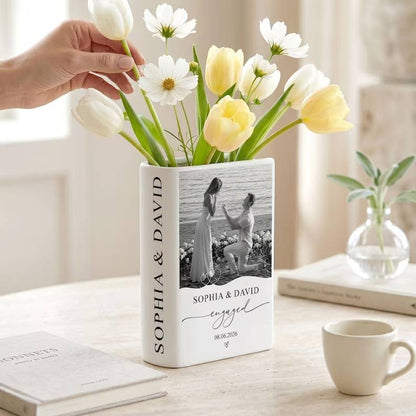 Personalized Photo Engagement Gift, Custom Engaged Ceramic Book Vase, New Engaged Couple Gift, Photo Wedding Engagement Gifts For Couple 241245d0-1cd2-41e7-b2fa-8dfc793e4883-hghghg-1-.jpg