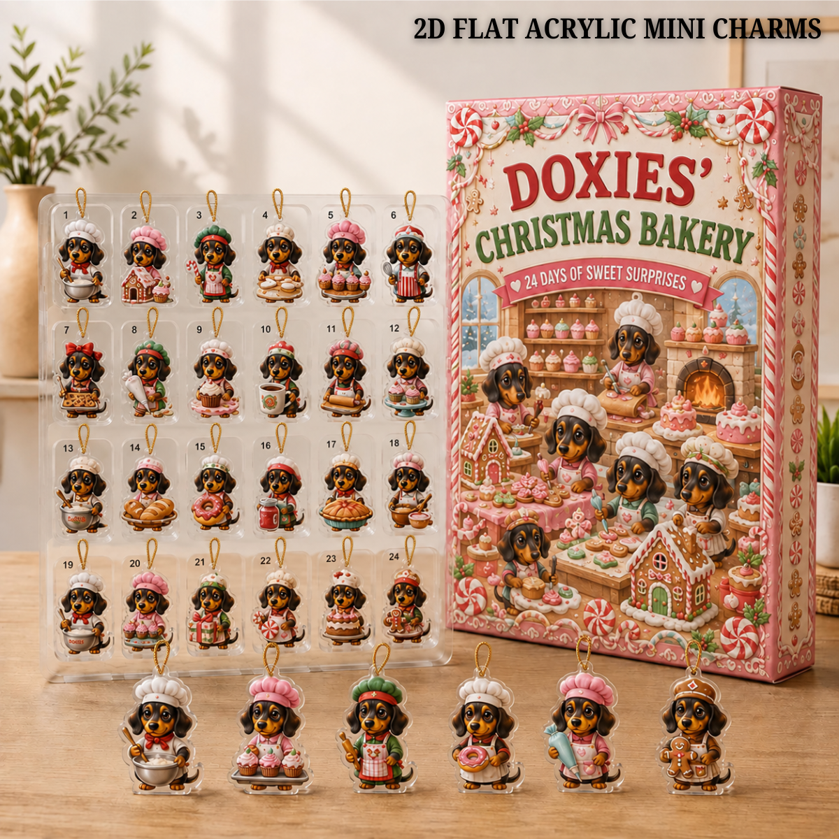 Dachshund Christmas Bakery Advent Calendar: 24 Flat Acrylic or Wood Charms 2414f62e-028d-4e69-93e9-694960caad4d-1.png