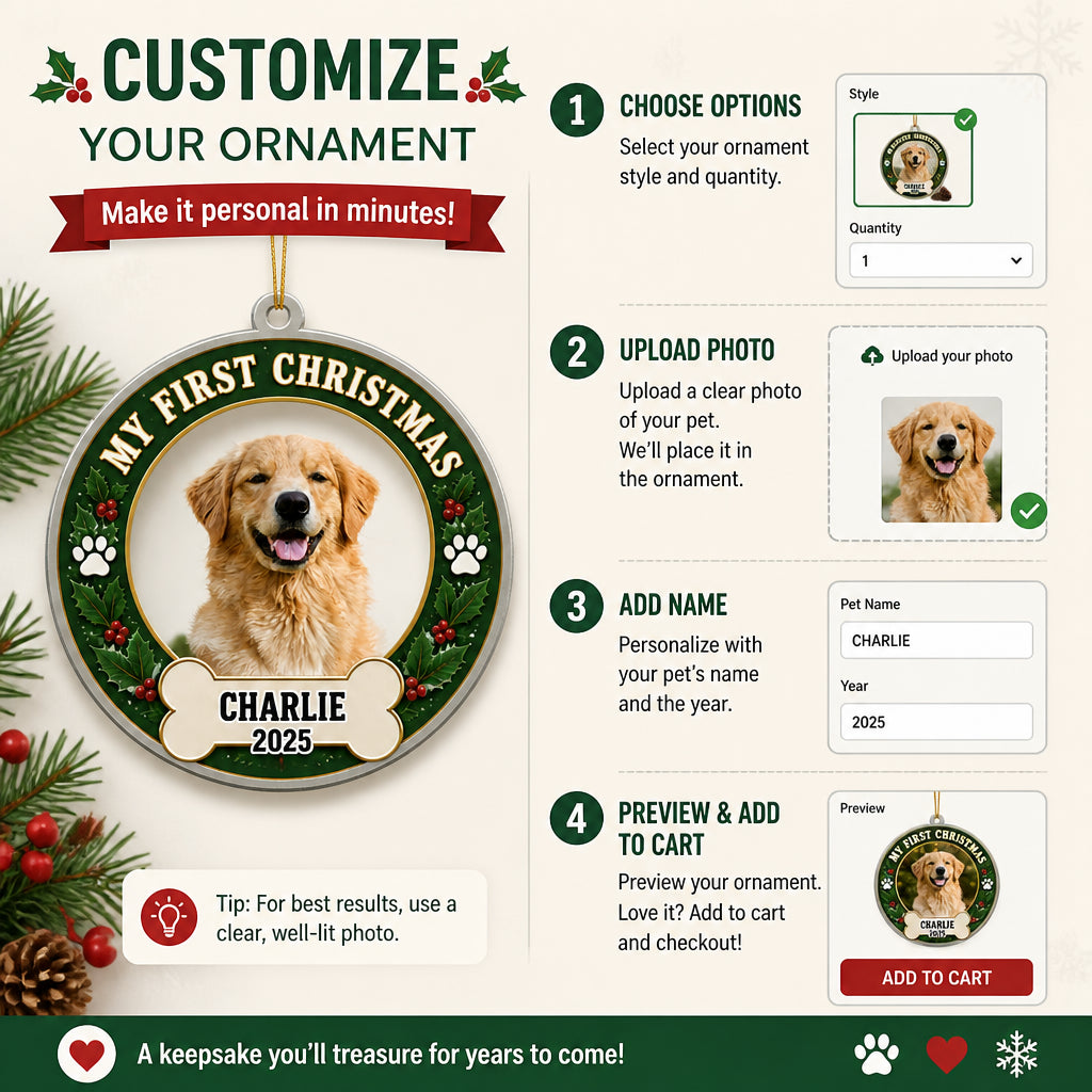 My First Christmas Pet Photo Ornament — Bone Tag Edition - Personalized Aluminum Ornament 2419a469-090f-45ba-a5a9-602352d92ee2.jpg