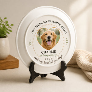 Pet Memorial Photo Plate — Favorite Hello, Hardest Goodbye - Personalized Personalized Ceramic Plate 244b4cb7-b63d-4dd5-a9d3-ff52cc70db7b.jpg