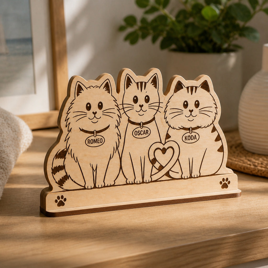 Engraved Cat Family Standing Wooden Plaque – 3 Pet Names - Personalized Wooden custom shape Standing 2 layer (5mm) 24526afc-3e4e-40aa-991f-1416532b8cc9.jpg